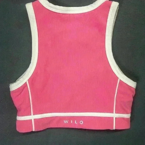Wilo The Label Ribbed Sports Bra Pink Womens XS stretch Cute Soft Designer 0961 - Picture 5 of 6